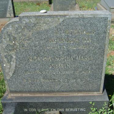 SNYMAN Susanna Sophia Maria formerly VAN ROOYEN nee DE JAGER 1898-1972