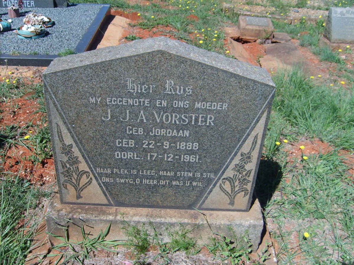 VORSTER J.J.A. nee JORDAAN 1888-1961