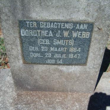 WEBB Dorothea J.W. nee SMUTS 1884-1947