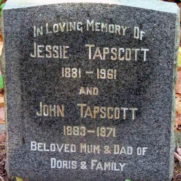 TAPSCOTT John 1883-1971 &amp; Jessie 1881-1961 