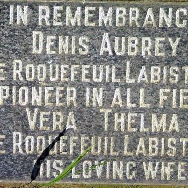 LABISTOUR Dennis Aubrey, de Roquefeuil  &amp; Vera Thelma 