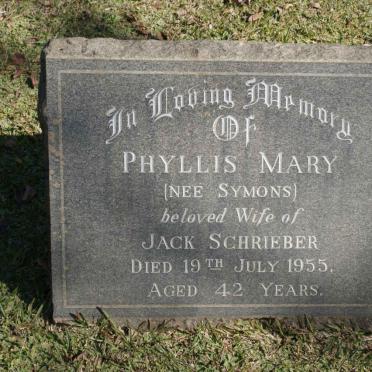 SCHRIEBER  Phyllis Mary nee SYMONS -1955