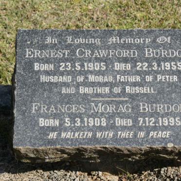 BURDON Ernest Crawford 1905-1955 &amp; Frances Morag 1908-1995