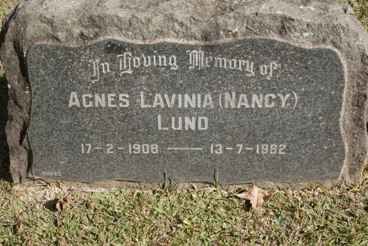 LUND Agnes Lavinia 1908-1982