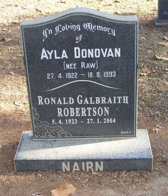 NAIRN  Ronald Galbraith Robertson 1923-2004 &amp; Ayla RAW1922-1993