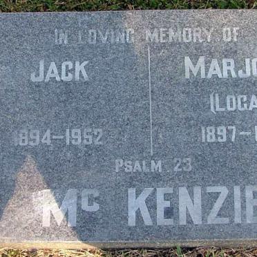 McKENZIE Jack 1894-1952 &amp; Marjory LOGAN 1897-1991