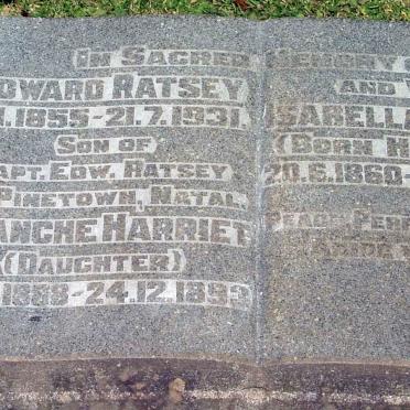 RATSEY Edward 1855-1931 &amp; Isabella HENWOOD 1860-1944 :: RATSEY Blanche Harriet 188?-1893
