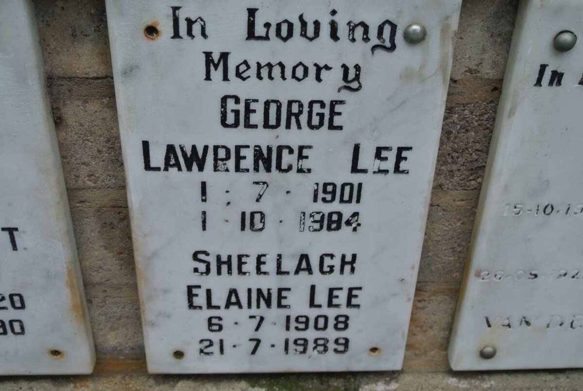 LEE George Lawrence 1901-1984 &amp; Sheelagh Elaine 1908-1989