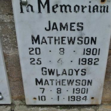 MATHEWSON James 1901-1982 &amp; Gwladys 1901-1984