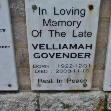 GOVENDER Velliamah 1922-2008