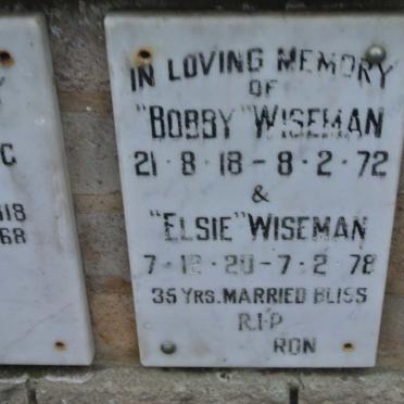 WISEMAN Bobby 1918-1972 &amp; Elsie 1920-1978