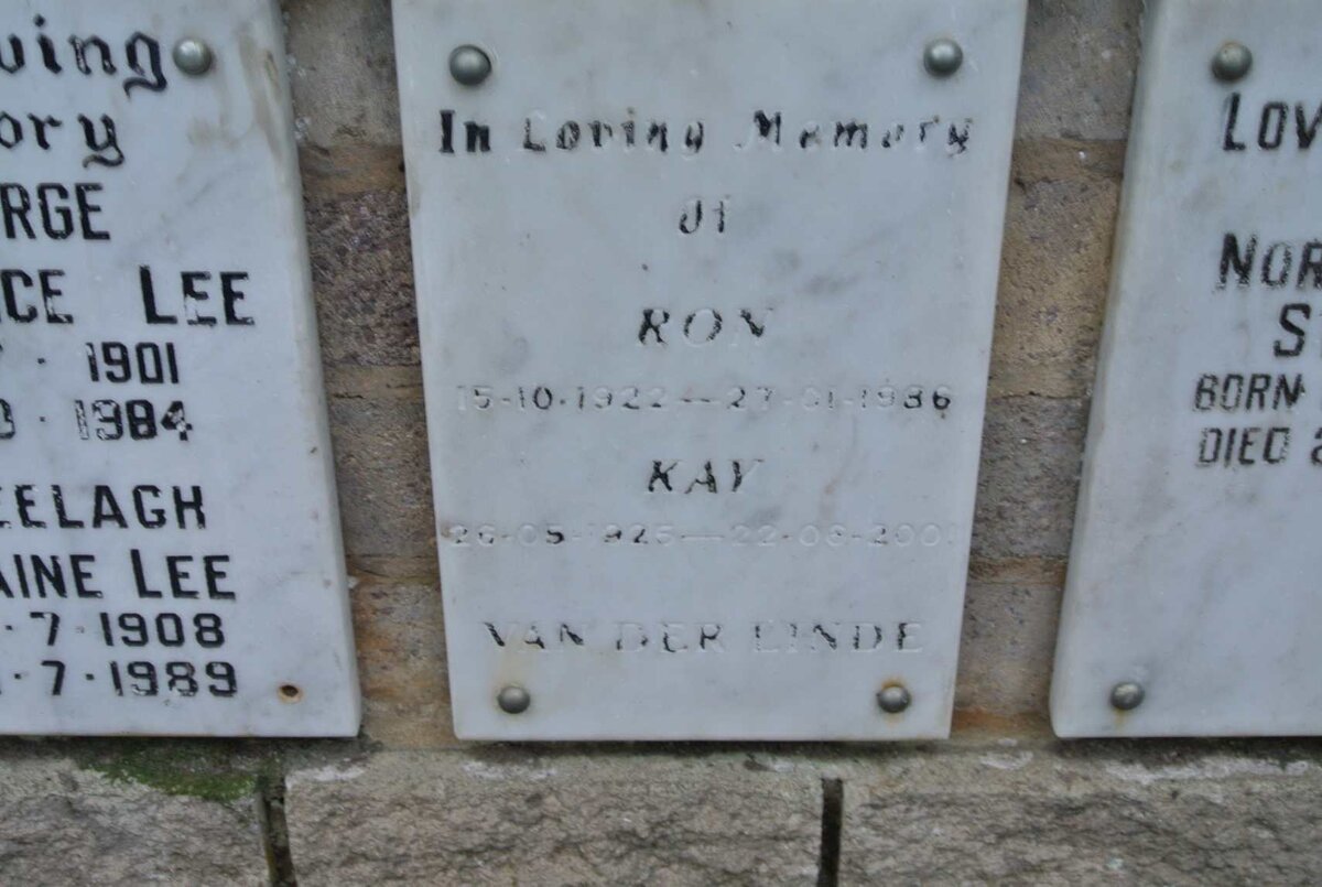 LINDE Ron, van der 1922-1986 &amp; Kay 1925-2001