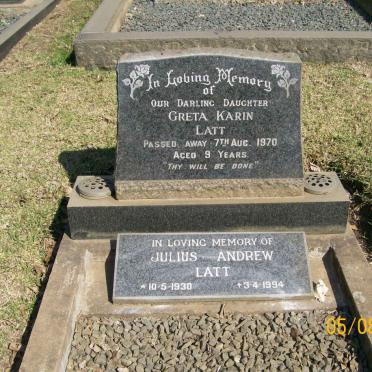 LATT Julius Andrew 1930-1994 :: LATT Greta Karin -1970