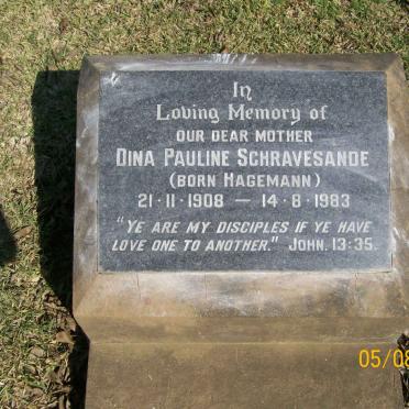 SCHRAVESANDE Dina Pauline nee HAGEMANN 1908-1983