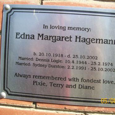 HAGEMANN Edna Margaret 1918-2002
