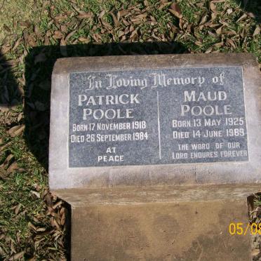 POOLE Patrick 1918-1984 &amp; Maud 1925-1989