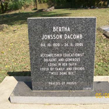 DACOMB Bertha Jonsson 1920-2005