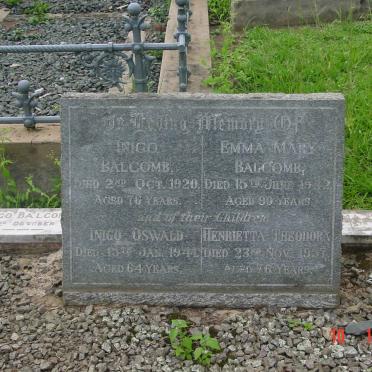 BALCOMB Inigo -1920 &amp; Emma Mary -1942 :: BALCOMB Inigo Oswald -1941 &amp; Henrietta Theodora -1957