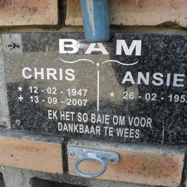 BAM Chris 1947-2007 &amp; Ansie 1952-