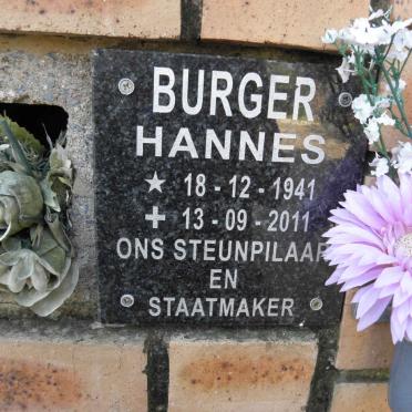 BURGER Hannes 1941-2011