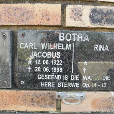 BOTHA Carl Wilhelm Jacobus 1922-1998 &amp; Rina