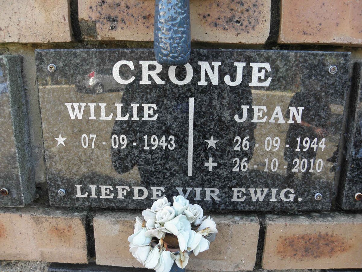 CRONJE Willie 1943- &amp; Jean 1944-2010