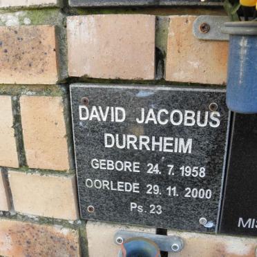 DURRHEIM David Jacobus 1958-2000