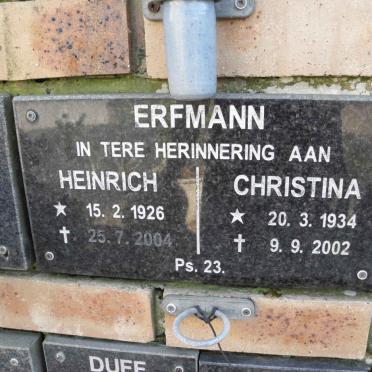 ERFMANN Heinrich 1926-2004 &amp; Christina 1934-2002