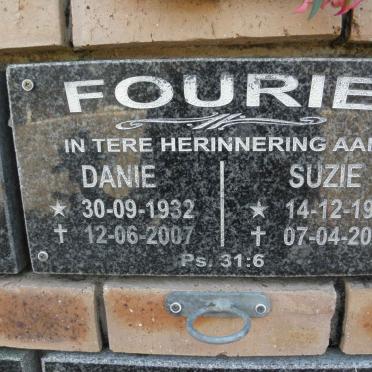 FOURIE Danie 1932-2007 &amp; Suzie 1926-2006