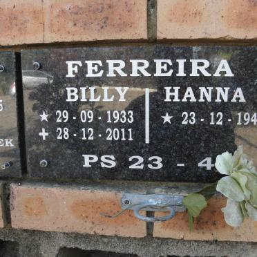 FERREIRA Billy 1933-2011 &amp; Hanna 1941-