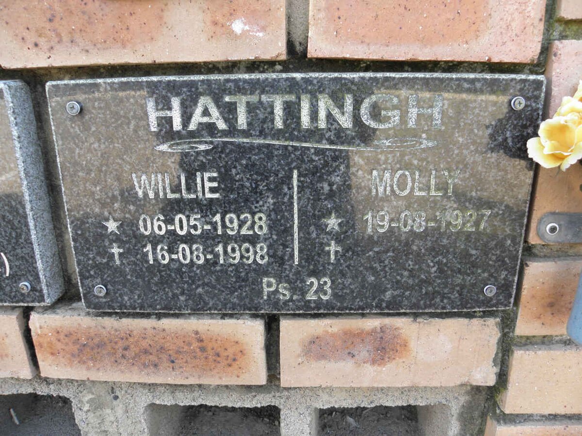 HATTINGH Willie 1928-1998 &amp; Molly 1927-