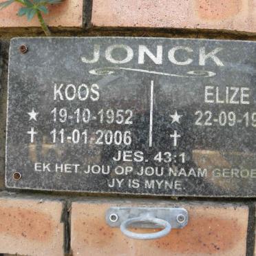 JONCK Koos 1952-2006 &amp; Elize 1950-