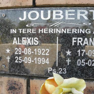JOUBERT Frances 1927-2011 &amp; Alexis 1922-1994