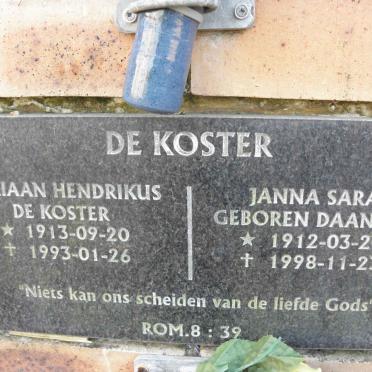 KOSTER Adriaan Hendrikus, de 1913-1993 &amp; Janna Sara DAANSEN 1912-1998
