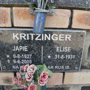 KRITZINGER Japie 1927-2009 &amp; Elise 1931-