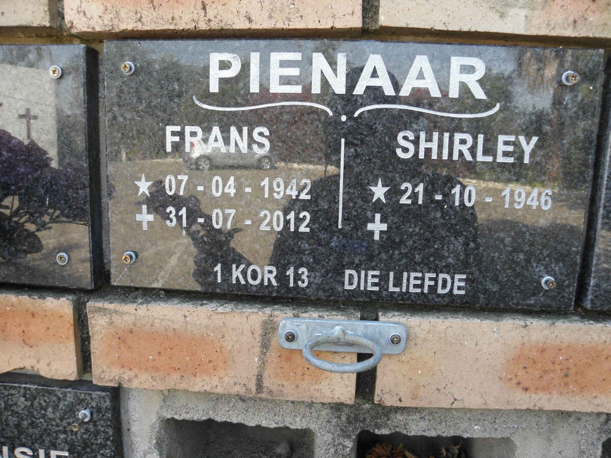 PIENAAR Frans 1942-2012 &amp; Shirley 1946-