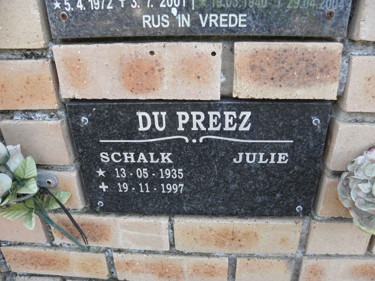 PREEZ Schalk, du 1935-1997 &amp; Julie