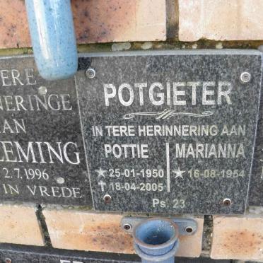 POTGIETER Pottie 1950-2005 &amp; Marianna 1954-