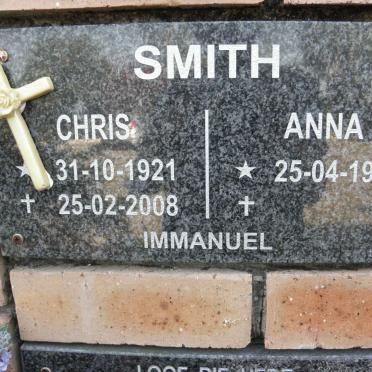 SMITH Chris 1921-2008 &amp; Anna 1926