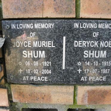 SHUM Deryck Noel 1915-1987 &amp; Joyce Muriel 1921-2004