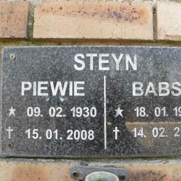 STEYN Piewie 1930-2008 &amp; Babs 1928-2002