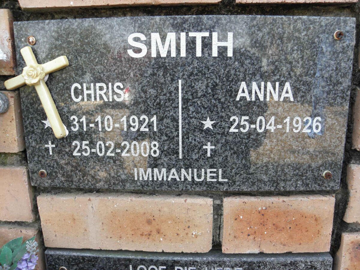 SMITH Chris 1921-2008 &amp; Anna 1926