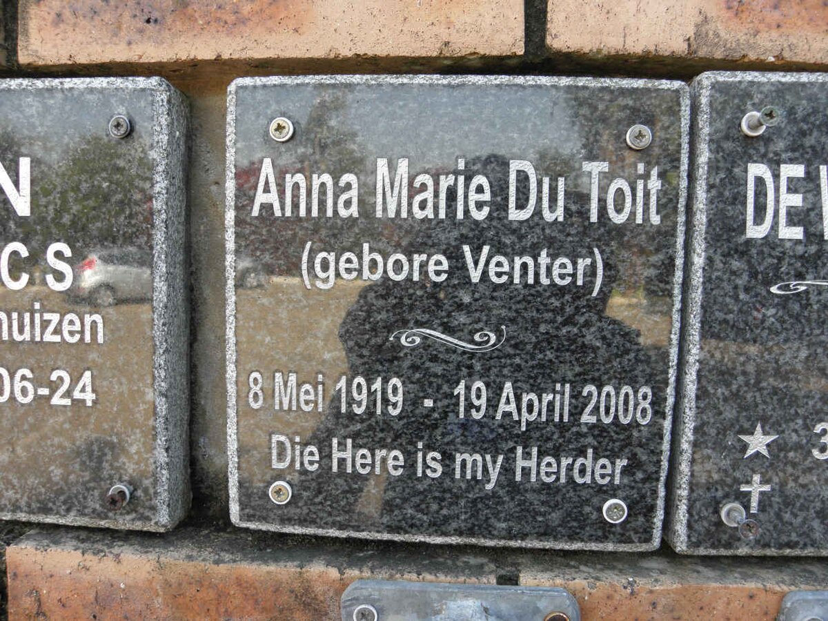 TOIT Anna Marie, du nee VENTER 1919-2008