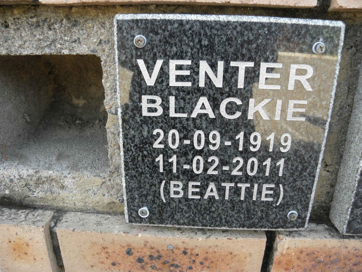 VENTER Blackie 1919-2011