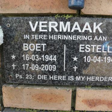 VERMAAK Boet 1944-2009 &amp; Estell 1949-