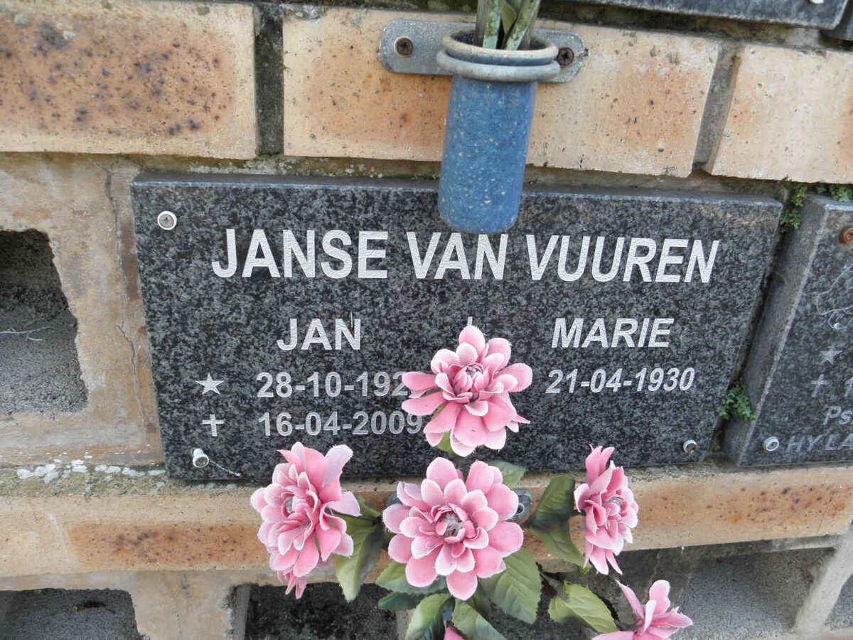 VUUREN Jan, Janse van 1929-2009 &amp; Marie 1930-