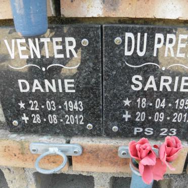 VENTER Danie 1943-2012 &amp; Sarie DU PREEZ 1952-2012