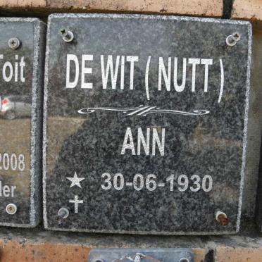 WIT Ann, de nee NUTT 1930-