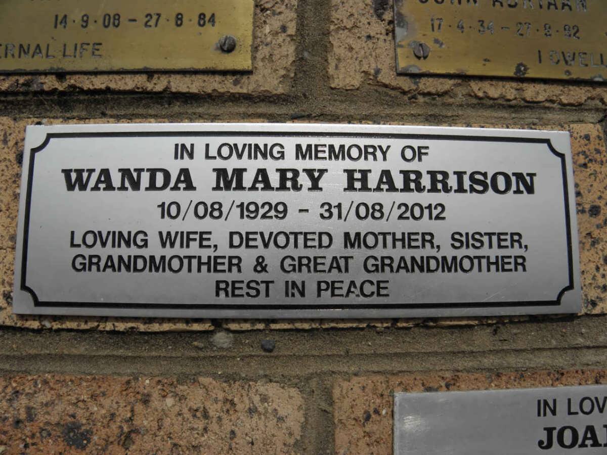 HARRISON Wanda Mary 1929-2012