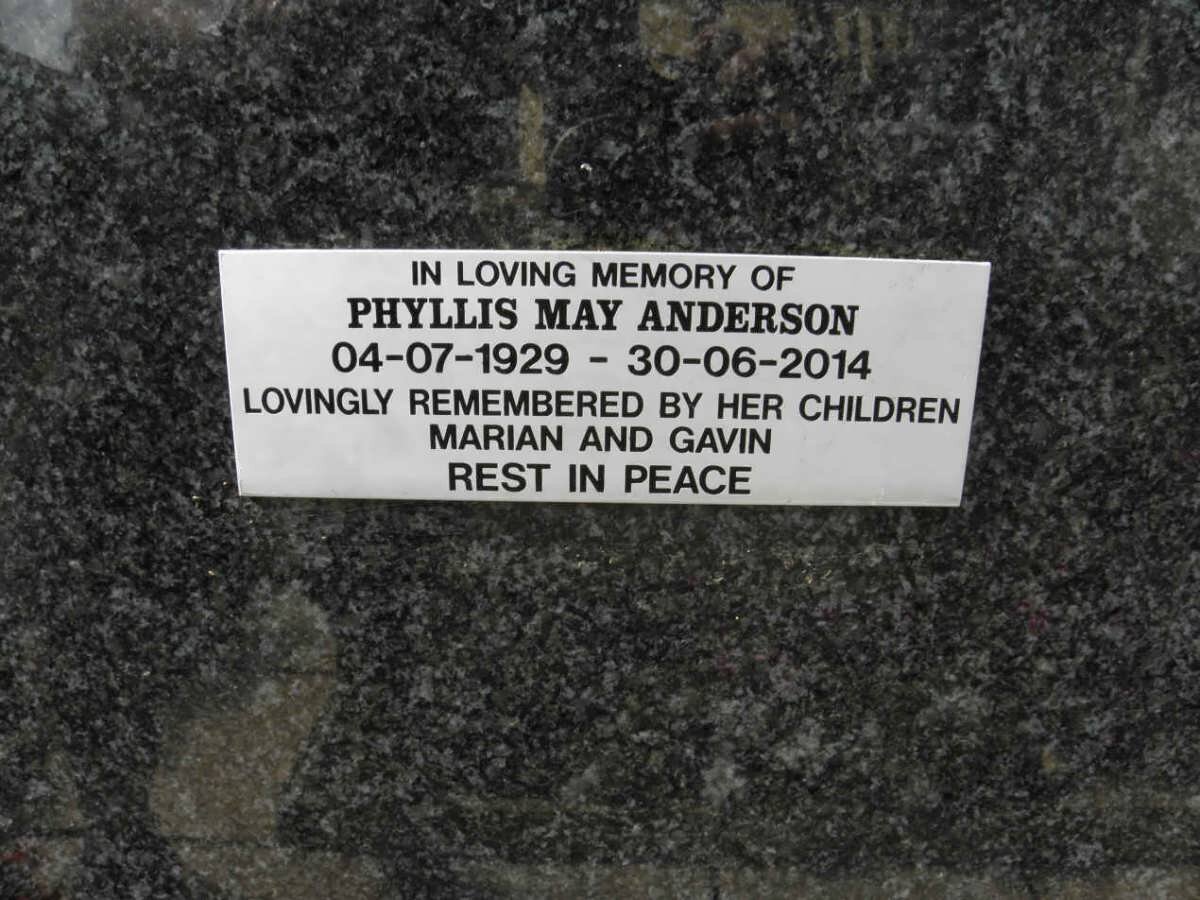 ANDERSON Phyllis May 1929-2014